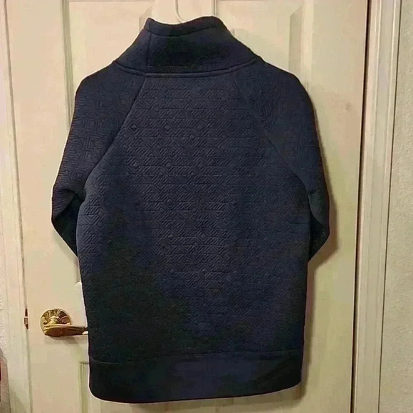 Athleta Jacquard Elevation Quilted Pullover Funnel Neck Size S small navy blue - Picture 5 of 7